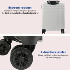 CabinMax Velocity Handbagage Koffer - Uitbreidbaar Trolley 44L - Harde Reiskoffer - 55x40x20/25 Cm - Lichtgewicht - Groot Capaciteit - Wit -Bagageopslag 1200x1198 7