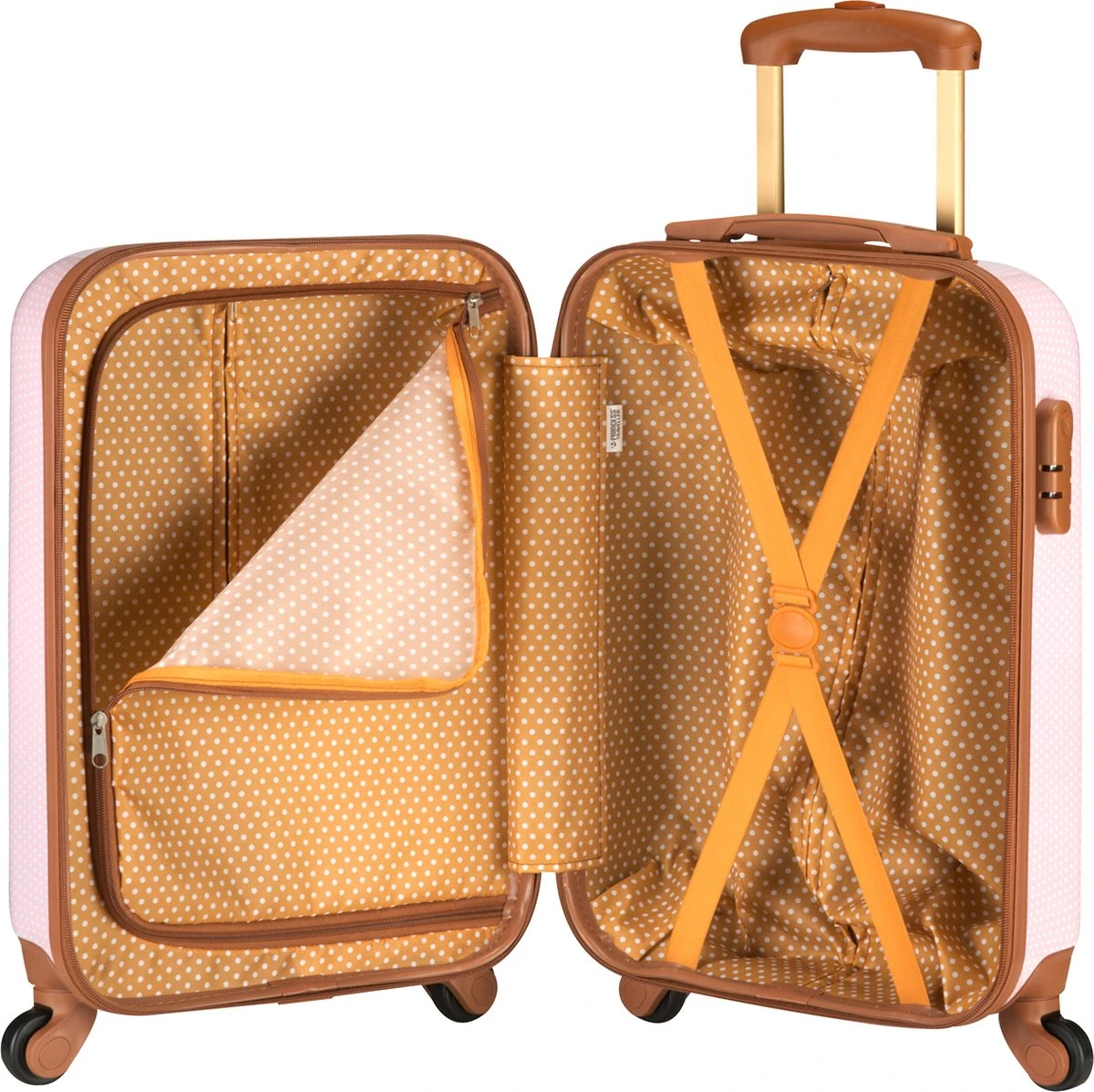 Princess Traveller Trendy Dots - Handbagage Koffer - Roze - S - 55cm 5 Princess Traveller Trendy Dots - Handbagage Koffer - Roze - S - 55cm - Afbeelding 3