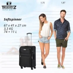 Travelz Softspinner TSA Reiskoffer 67cm - Zachte Reiskoffer Met Expander - Zwart 15 Travelz Softspinner TSA Reiskoffer 67cm - Zachte Reiskoffer Met Expander - Zwart -Bagageopslag 1200x1199 13