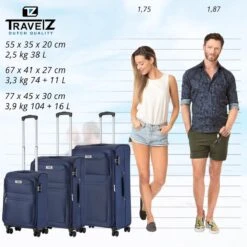 TravelZ Softspinner TSA Kofferset - 3-delige Zachte Trolleyset - Dubbele Wielen En Voorvakken Blauw 19 TravelZ Softspinner TSA Kofferset - 3-delige Zachte Trolleyset - Dubbele Wielen En Voorvakken Blauw -Bagageopslag 1200x1199 21