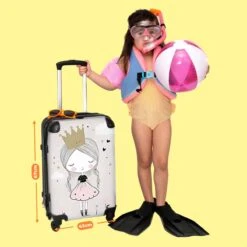 NoBoringSuitcases.com® Koffer Groot - Prinses - Bloemen - Kroon - Meisje - Sterren - Trolley Koffer Met TSA-slot - Met Wielen - 90 Liter - Reiskoffer - 66 Cm -Bagageopslag 1200x1200 1054