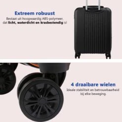 CabinMax Velocity Handbagage Koffer - Uitbreidbaar Trolley 44L - Harde Reiskoffer - 55x40x20/25 Cm - Lichtgewicht - Groot Capaciteit - Zwart -Bagageopslag 1200x1200 1092