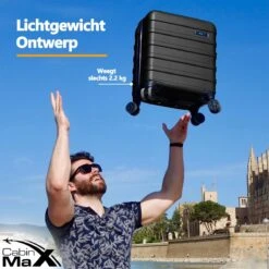 CabinMax Handbagage Koffer - Trolley 30L - Harde Reiskoffer - 45x36x20cm - Lichtgewicht - Groot Capaciteit - Zwart -Bagageopslag 1200x1200 119