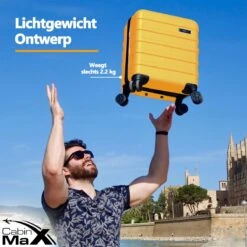 CabinMax Handbagage Koffer - Trolley 30L - Harde Reiskoffer - 45x36x20cm - Lichtgewicht - Groot Capaciteit - Geel -Bagageopslag 1200x1200 135