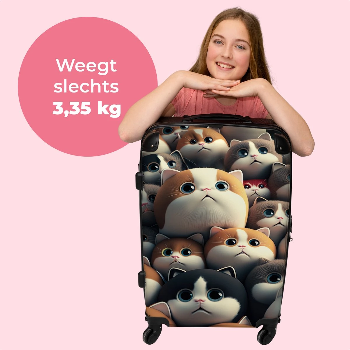 NoBoringSuitcases.com® Koffer Groot - Kat - Huisdieren - Poes - Bruin - Grijs - Trolley Koffer Met TSA-slot - Met Wielen - 90 Liter - Reiskoffer - 66 Cm 4 NoBoringSuitcases.com® Koffer Groot - Kat - Huisdieren - Poes - Bruin - Grijs - Trolley Koffer Met TSA-slot - Met Wielen - 90 Liter - Reiskoffer - 66 Cm - Afbeelding 2