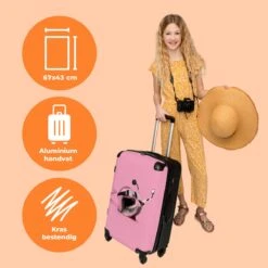 NoBoringSuitcases.com® Koffer Groot - Slak - Roze - Meisjes - Racen - Trolley Koffer Met TSA-slot - Met Wielen - 90 Liter - Reiskoffer - 66 Cm -Bagageopslag 1200x1200 1458