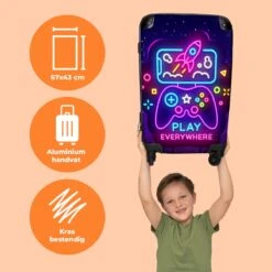 NoBoringSuitcases.com® Koffer Groot - Gaming - Console - Neon - Jongens - Trolley Koffer Met TSA-slot - Met Wielen - 90 Liter - Reiskoffer - 66 Cm -Bagageopslag 1200x1200 1471