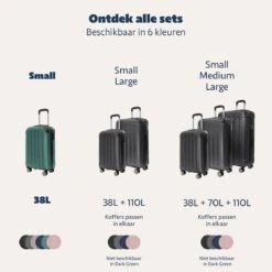 TRVLMORE Koffer - Handbagage - 54x36x20cm - 38L - Donkergroen -Bagageopslag 1200x1200 155