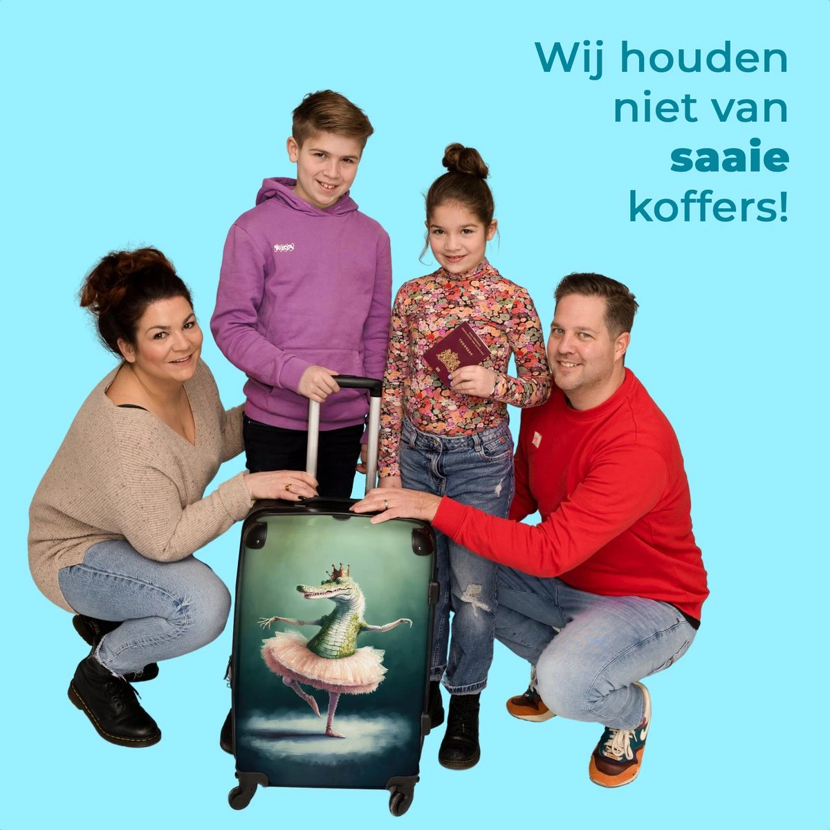 NoBoringSuitcases.com® Koffer Groot - Krokodil - Kroon - Goud - Ballet - Portret - Trolley Koffer Met TSA-slot - Met Wielen - 90 Liter - Reiskoffer - 66 Cm 7 NoBoringSuitcases.com® Koffer Groot - Krokodil - Kroon - Goud - Ballet - Portret - Trolley Koffer Met TSA-slot - Met Wielen - 90 Liter - Reiskoffer - 66 Cm - Afbeelding 5