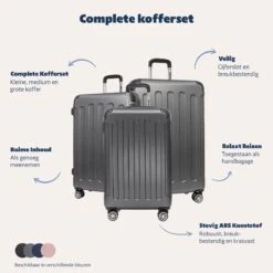 TRVLMORE Kofferset - 3 Delig - 38L (handbagage) + 70L + 110L - Donkergrijs -Bagageopslag 1200x1200 1828