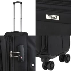 TravelZ Softspinner TSA Kofferset - 3-delige Zachte Trolleyset - Dubbele Wielen En Voorvakken Zwart -Bagageopslag 1200x1200 1938