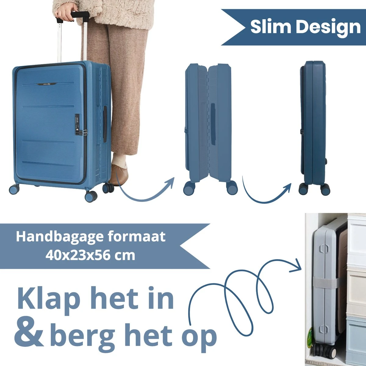 Asyam Units- Handbagage- Invouwbaar- Koffer- Koffer 38L- Spinner Wielen- TSA Slot- Lichtgewicht- Blauw 9 Asyam Units- Handbagage- Invouwbaar- Koffer- Koffer 38L- Spinner Wielen- TSA Slot- Lichtgewicht- Blauw - Afbeelding 7