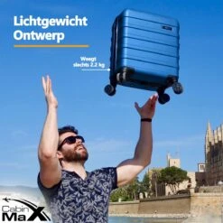 CabinMax Handbagage Koffer - Trolley 30L - Harde Reiskoffer - 45x36x20cm - Lichtgewicht - Groot Capaciteit - Aegean Blue -Bagageopslag 1200x1200 294