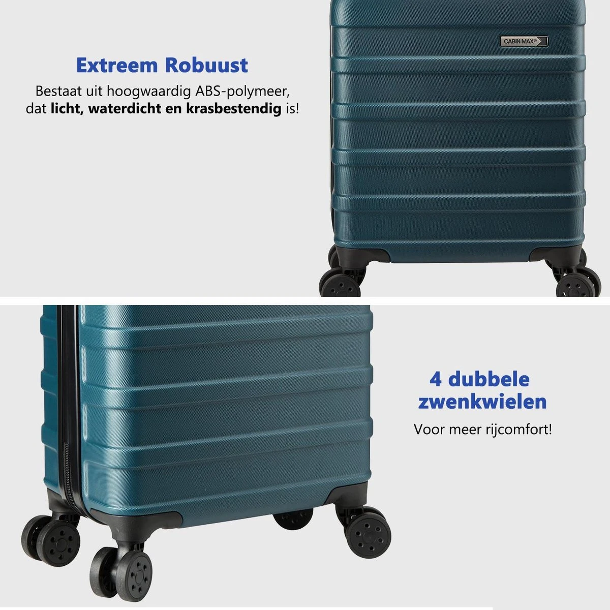 CabinMax Handbagage Koffer - Trolley 30L - Harde Reiskoffer - 45x36x20cm - Lichtgewicht - Groot Capaciteit - Endless Sea 8 CabinMax Handbagage Koffer - Trolley 30L - Harde Reiskoffer - 45x36x20cm - Lichtgewicht - Groot Capaciteit - Endless Sea - Afbeelding 6