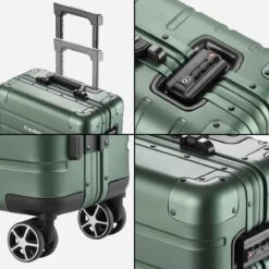 CarryOn ULD Handbagage - Luxe Aluminium Trolley 55cm - Dubbel TSA Slot - Dubbele Wielen - Groen -Bagageopslag 1200x1200 741