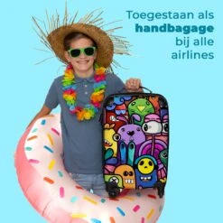 NoBoringSuitcases.com® Koffer - Monster - Bloemen - Regenboog - Design - Grappig - Past Binnen 55x40x20 Cm En 55x35x25 Cm - Handbagage - Trolley - Fotokoffer - Cabin Size - Print -Bagageopslag 1200x1200 789