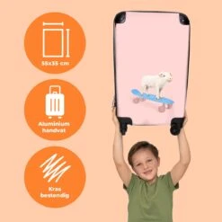NoBoringSuitcases.com® Kinderkoffer - Trolley Kinderen - Varken - Roze - Skateboard - Kinderen - Meisje - Koffer Dieren - Past Binnen 55x40x20 Cm En 55x35x25 Cm - Reiskoffer Met Wielen -Bagageopslag 1200x1200 814