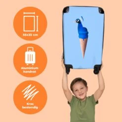 NoBoringSuitcases.com® Koffer - Reiskoffer Met Wielen - Pauw - IJshoorntjes - Blauw - IJs - Vogel - Handbagage Trolley - Past Binnen 55x40x20 Cm En 55x35x25 Cm - Fotokoffer -Bagageopslag 1200x1200 822