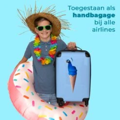 NoBoringSuitcases.com® Koffer - Reiskoffer Met Wielen - Pauw - IJshoorntjes - Blauw - IJs - Vogel - Handbagage Trolley - Past Binnen 55x40x20 Cm En 55x35x25 Cm - Fotokoffer -Bagageopslag 1200x1200 824