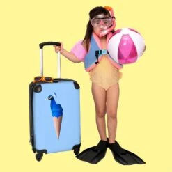 NoBoringSuitcases.com® Koffer - Reiskoffer Met Wielen - Pauw - IJshoorntjes - Blauw - IJs - Vogel - Handbagage Trolley - Past Binnen 55x40x20 Cm En 55x35x25 Cm - Fotokoffer -Bagageopslag 1200x1200 825