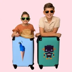 NoBoringSuitcases.com® Koffer - Reiskoffer Met Wielen - Pauw - IJshoorntjes - Blauw - IJs - Vogel - Handbagage Trolley - Past Binnen 55x40x20 Cm En 55x35x25 Cm - Fotokoffer -Bagageopslag 1200x1200 826