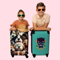 NoBoringSuitcases.com® Koffer - Hond - Dieren - Design - Bruin - Trolley Op Wieltjes - Handbagagekoffer - Past Binnen 55x40x20 Cm En 55x35x25 Cm - Reiskoffers - Fotokoffer -Bagageopslag 1200x1200 864