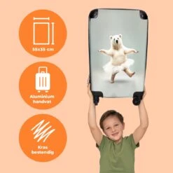 NoBoringSuitcases.com® Koffer - IJsbeer - Rok - Wit - Portret - Dieren - Trolley Op Wieltjes - Reiskoffer - Past Binnen 55x40x20 Cm En 55x35x25 Cm - Fotokoffer -Bagageopslag 1200x1200 869