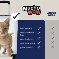 MuchoWow® Koffer - Kat - Rood - Kitten - Meisjes - Kinderen - Jongens - Kindje - Past Binnen 55x40x20 Cm En 55x35x25 Cm - Handbagage - Trolley - Fotokoffer - Cabin Size - Print -Bagageopslag 1200x1200 880