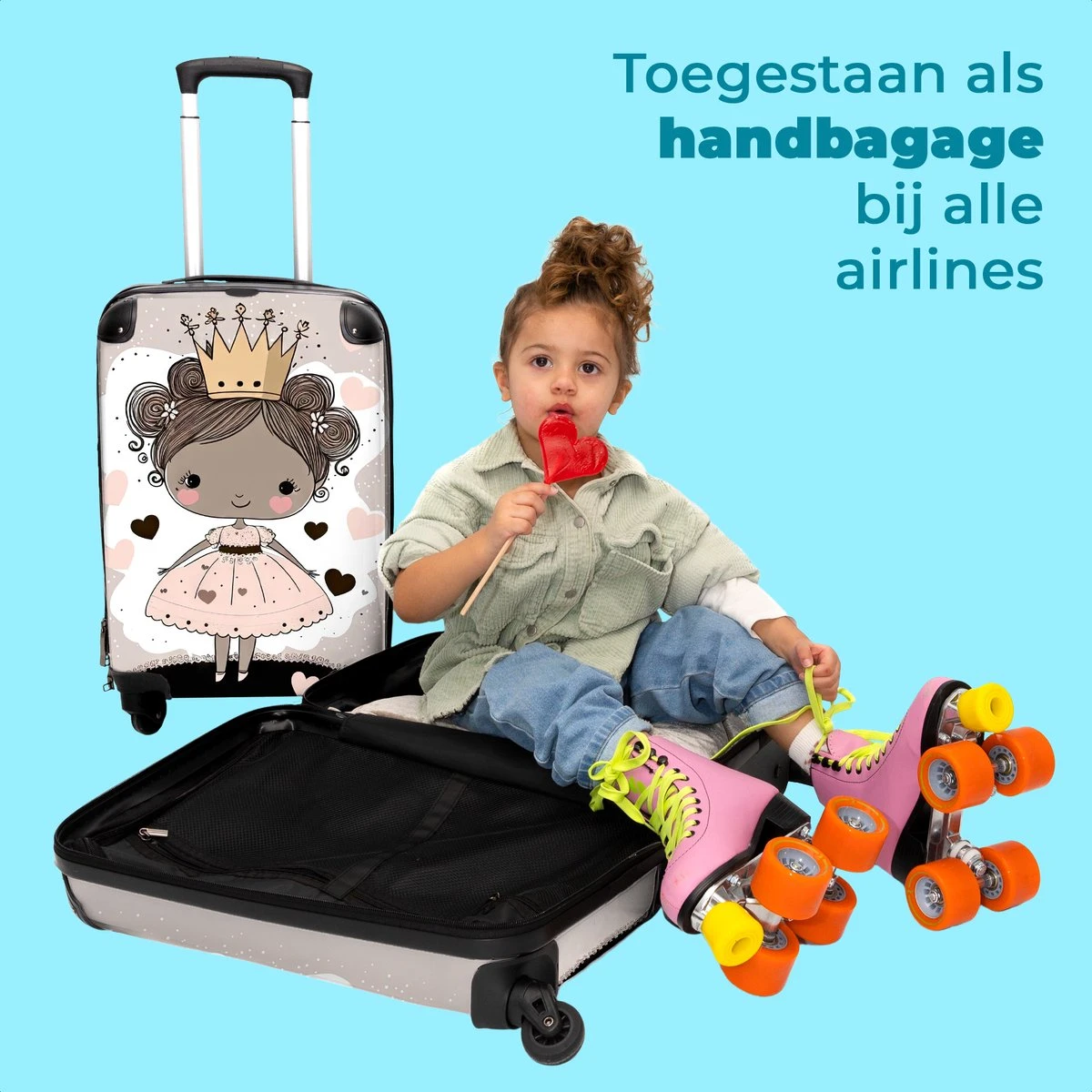 NoBoringSuitcases.com® Kinderkoffer - Trolley Op Wieltjes - Prinses - Hartjes - Kroon - Roze - Meisjes - Koffer Meisje - Past Binnen 55x40x20 Cm En 55x35x25 Cm - Reiskoffer - Fotokoffer 7 NoBoringSuitcases.com® Kinderkoffer - Trolley Op Wieltjes - Prinses - Hartjes - Kroon - Roze - Meisjes - Koffer Meisje - Past Binnen 55x40x20 Cm En 55x35x25 Cm - Reiskoffer - Fotokoffer - Afbeelding 5