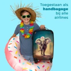 NoBoringSuitcases.com® Koffer - Handbagage Trolley - Olifant - Verf - Bloemen - Portret - Abstract - Reiskoffer Met Wielen - Past Binnen 55x40x20 Cm En 55x35x25 Cm - Koffertje - Fotokoffer -Bagageopslag 1200x1200 990