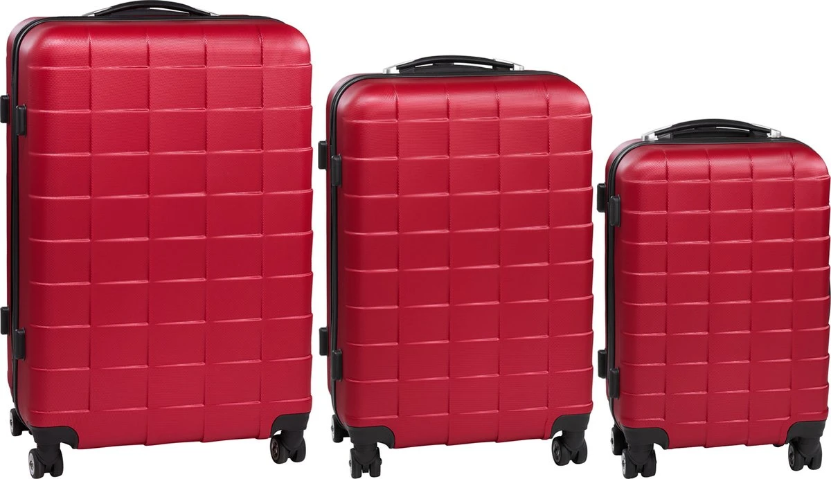 Tectake - Kofferset Trolleyset Reisset - 3-dlg Hardshell Wijnrood - 402670 3 Tectake - Kofferset Trolleyset Reisset - 3-dlg Hardshell Wijnrood - 402670 - Afbeelding 2