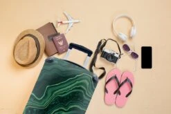 MuchoWow® Koffer - Marmer - Groen - Lijn - Past Binnen 55x40x20 Cm En 55x35x25 Cm - Handbagage - Trolley - Fotokoffer - Cabin Size - Print -Bagageopslag 1200x800 9