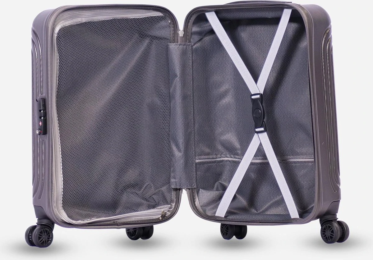 ©TROLLEYZ - Florence No.7 - Trolley - 55cm Met TSA Slot - Dubbele Wielen - 360° Spinners - 100% ABS - Handbagage Koffer In Cloudy Grey 6 ©TROLLEYZ - Florence No.7 - Trolley - 55cm Met TSA Slot - Dubbele Wielen - 360° Spinners - 100% ABS - Handbagage Koffer In Cloudy Grey - Afbeelding 4