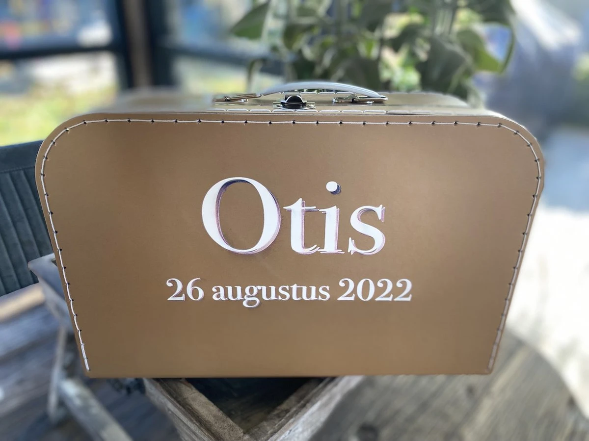 Merkloos Koffertje Karton Bruin Maat L Met Eigen Opdruk - Met Naam 5 Merkloos Koffertje Karton Bruin Maat L Met Eigen Opdruk - Met Naam - Afbeelding 3