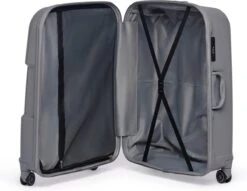 ©TROLLEYZ - Venice No.10 - Trolley - 55cm Met TSA Slot - Dubbele Wielen - 360° Spinners - 100% Polypropyleen - Handbagage Koffer In Silver Stone -Bagageopslag 1200x928