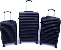 Tobeyz - Kofferset - 3-delig Zwart Handbagage - Verrijdbaar Op 4 Wielen - Stevig ABS - Lichtgewicht, Trolley