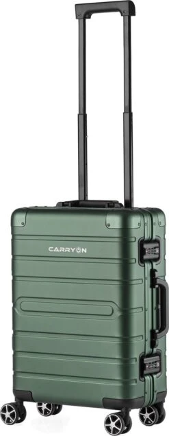 CarryOn ULD Handbagage - Luxe Aluminium Trolley 55cm - Dubbel TSA Slot - Dubbele Wielen - Groen