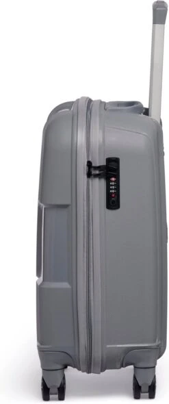 ©TROLLEYZ - Venice No.10 - Trolley - 55cm Met TSA Slot - Dubbele Wielen - 360° Spinners - 100% Polypropyleen - Handbagage Koffer In Silver Stone -Bagageopslag 502x1200