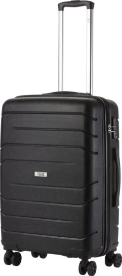 TravelZ Big Bars Reiskoffer 68 Cm Met Dubbele Wielen - Trolley Koffer Met TSA-slot - Zwart