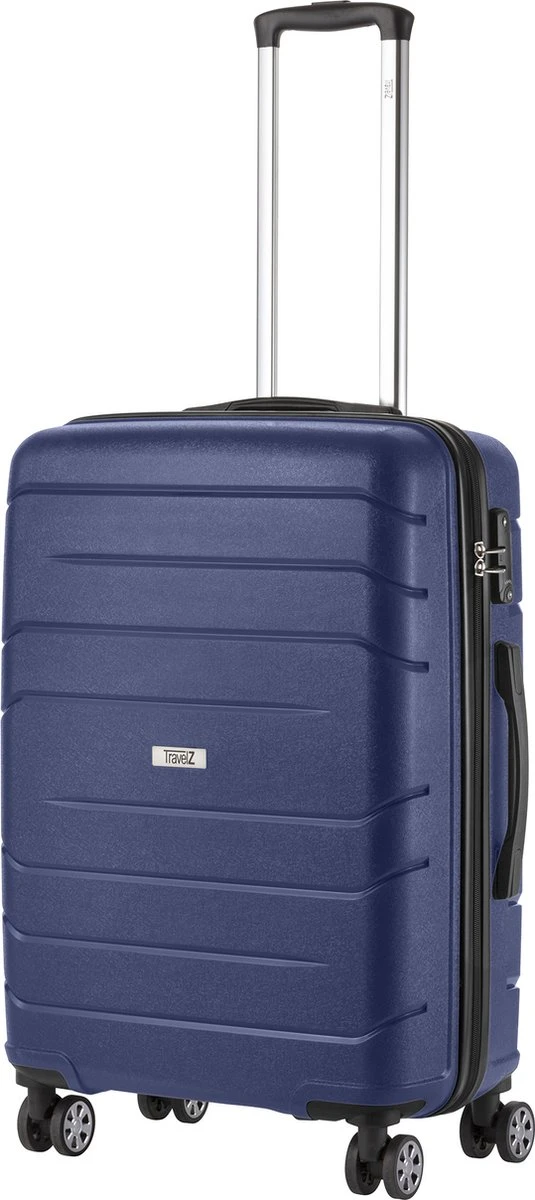 TravelZ Big Bars Reiskoffer 68 Cm Met Dubbele Wielen - Trolley Koffer Met TSA-slot - Blauw 3 TravelZ Big Bars Reiskoffer 68 Cm Met Dubbele Wielen - Trolley Koffer Met TSA-slot - Blauw