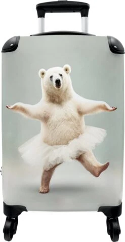 NoBoringSuitcases.com® Koffer - IJsbeer - Rok - Wit - Portret - Dieren - Trolley Op Wieltjes - Reiskoffer - Past Binnen 55x40x20 Cm En 55x35x25 Cm - Fotokoffer -Bagageopslag 621x1200 14