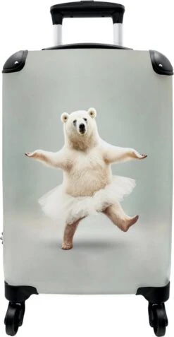 NoBoringSuitcases.com® Koffer - IJsbeer - Rok - Wit - Portret - Dieren - Trolley Op Wieltjes - Reiskoffer - Past Binnen 55x40x20 Cm En 55x35x25 Cm - Fotokoffer -Bagageopslag 621x1200 15