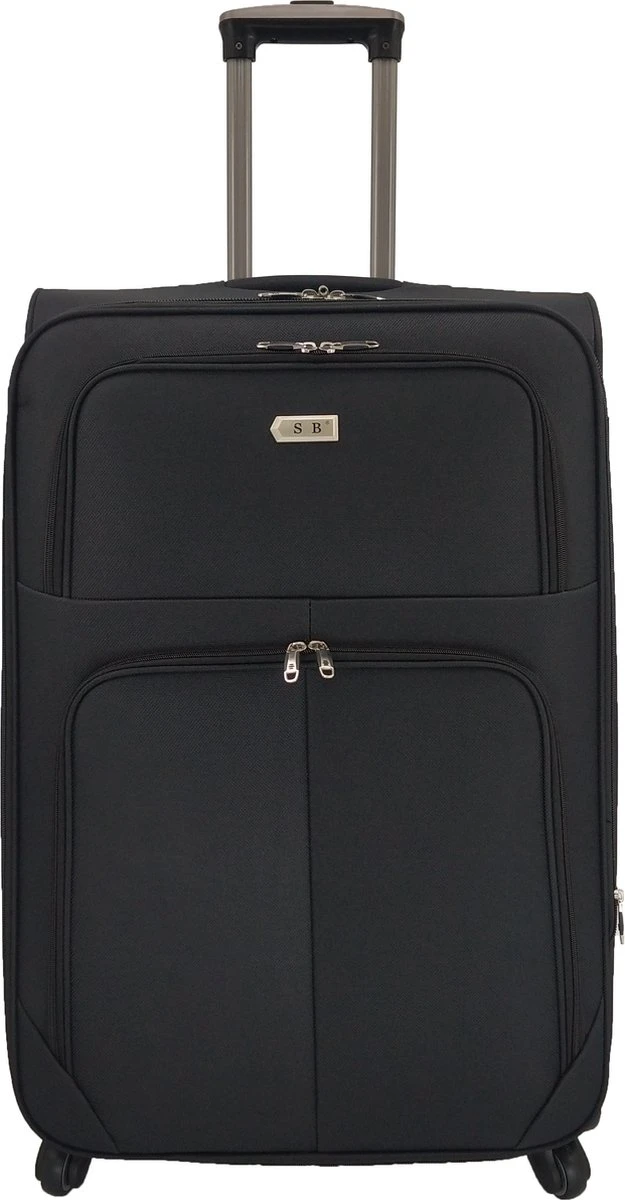 SB Travelbags Bagage Stoffen Koffer 75cm 4 Wielen Trolley - Zwart 3 SB Travelbags Bagage Stoffen Koffer 75cm 4 Wielen Trolley - Zwart