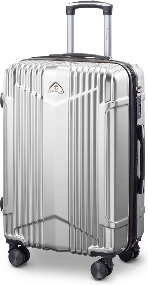Tesla PC - Reiskoffer - 65 Cm - 4 Wielen - Zilver 3 Tesla PC - Reiskoffer - 65 Cm - 4 Wielen - Zilver
