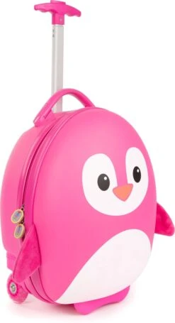 Boppi - Kindertrolley - Pinguïn (roze) - Handbagage - Lichtgewicht - Duurzaam - 17L