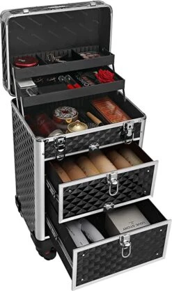 Cosmetic Case Trolley - Professionele Make-up Case - Kapperskoffer Met 4 Uitneembare Wielen -Bagageopslag 709x1200 7