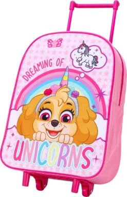 Paw Patrol SKYE Unicorn Eenhoorn Trolley Koffertje Vakantie Logeren Tripjes Roze Regenboog