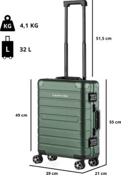 CarryOn ULD Handbagage - Luxe Aluminium Trolley 55cm - Dubbel TSA Slot - Dubbele Wielen - Groen -Bagageopslag 828x1200 1
