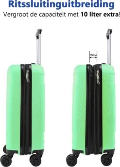 CabinMax Velocity Handbagage Koffer - Uitbreidbaar Trolley 44L - Harde Reiskoffer - 55x40x20/25 Cm - Lichtgewicht - Groot Capaciteit - Mint Groen -Bagageopslag 863x1200 2