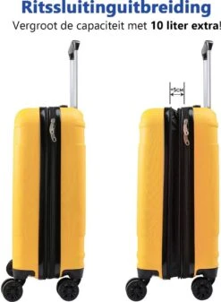 CabinMax Velocity Handbagage Koffer - Uitbreidbaar Trolley 44L - Harde Reiskoffer - 55x40x20/25 Cm - Lichtgewicht - Groot Capaciteit - Geel -Bagageopslag 880x1200 1